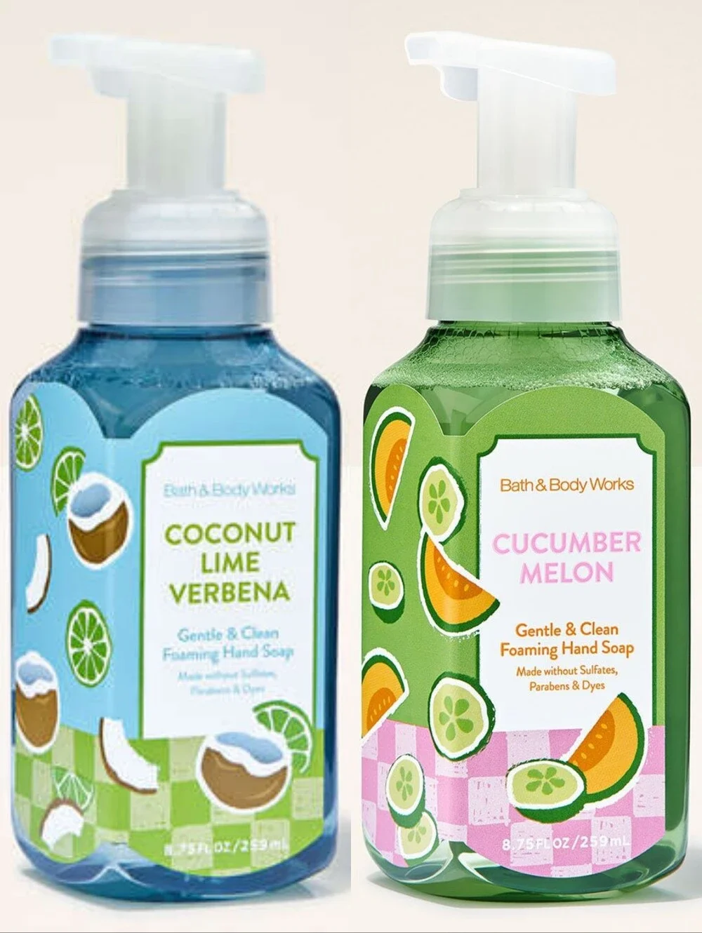 Bath & Body Works Cucumber Melon & Coconut Lime Verbena Hand Soap Set NEW Rare